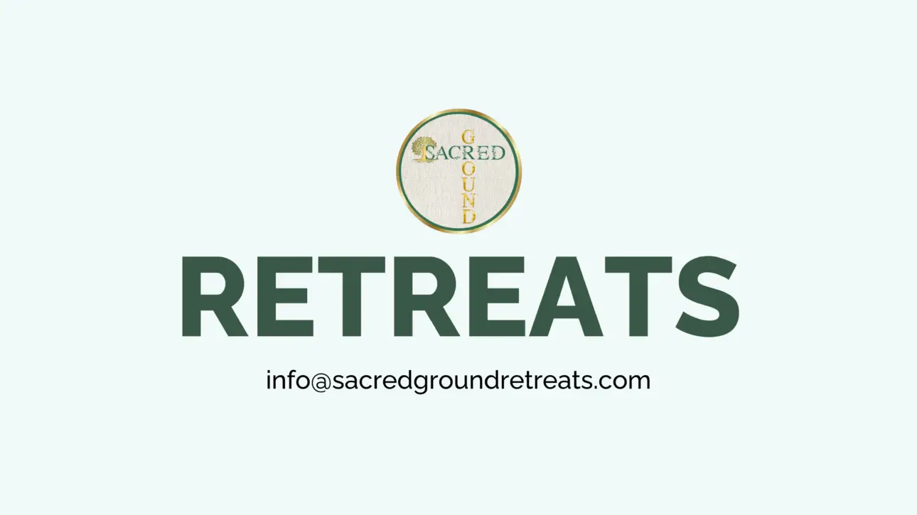 A white background with the word retreats written in green.