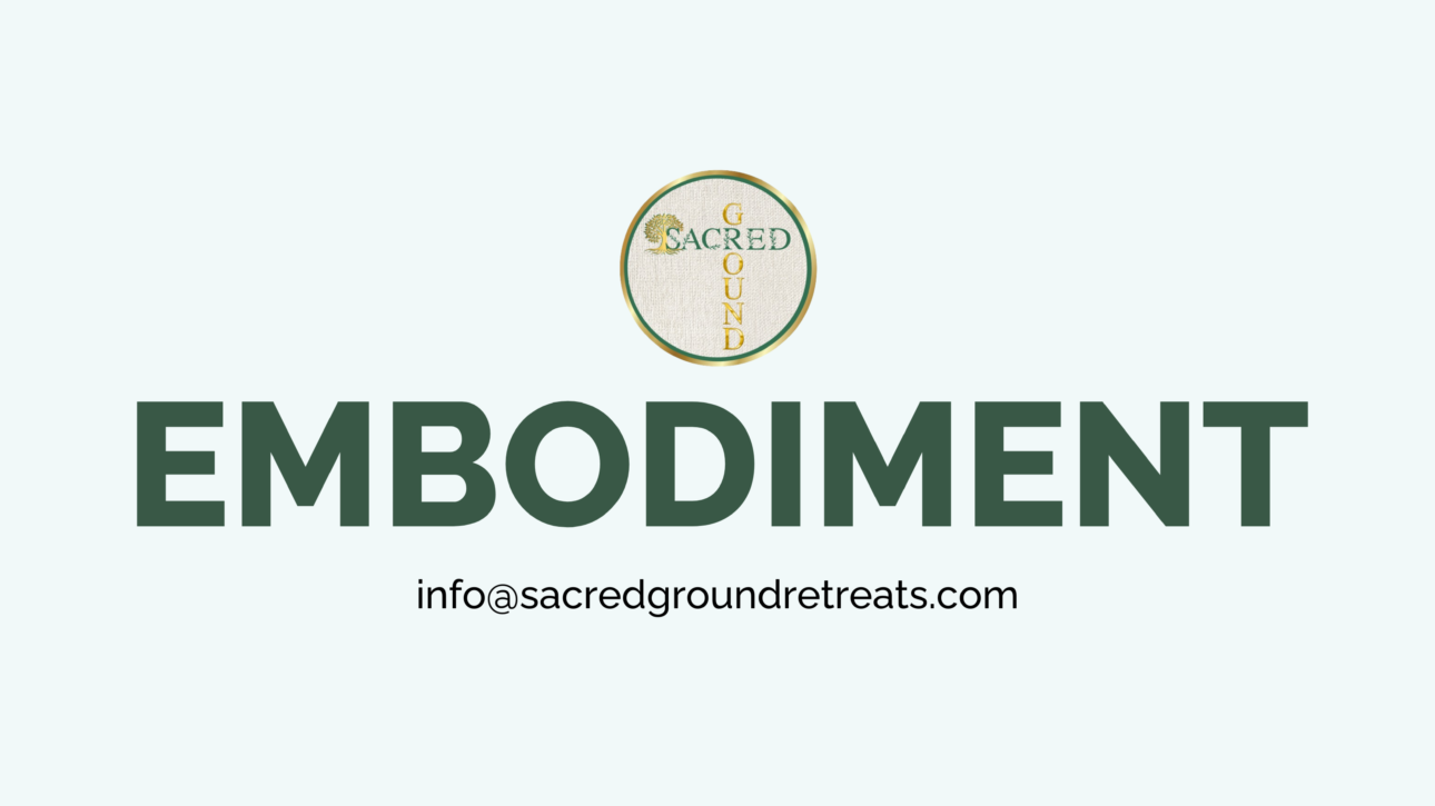 A green and white logo with the word embodiment.